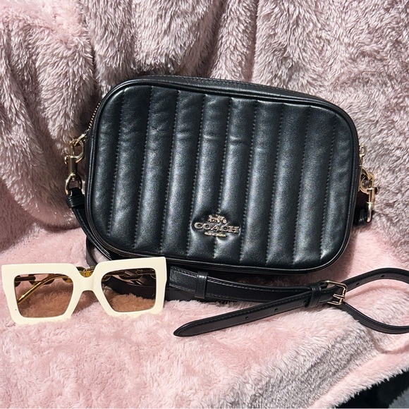 Coach Handbags - Coach Jes Quilted Camera Bag Black Leather Gold Hardware Crossbody Purse